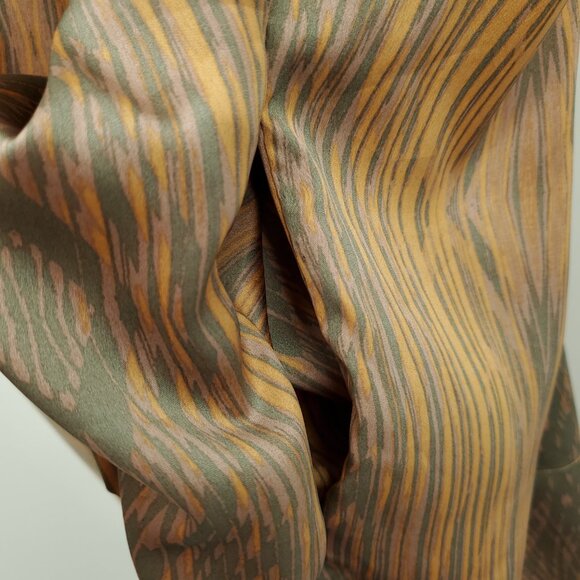 Derek Lam for DesigNation Bubble-Hem Surplice Satin Mini Dress L Woodgrain - Picture 8 of 14